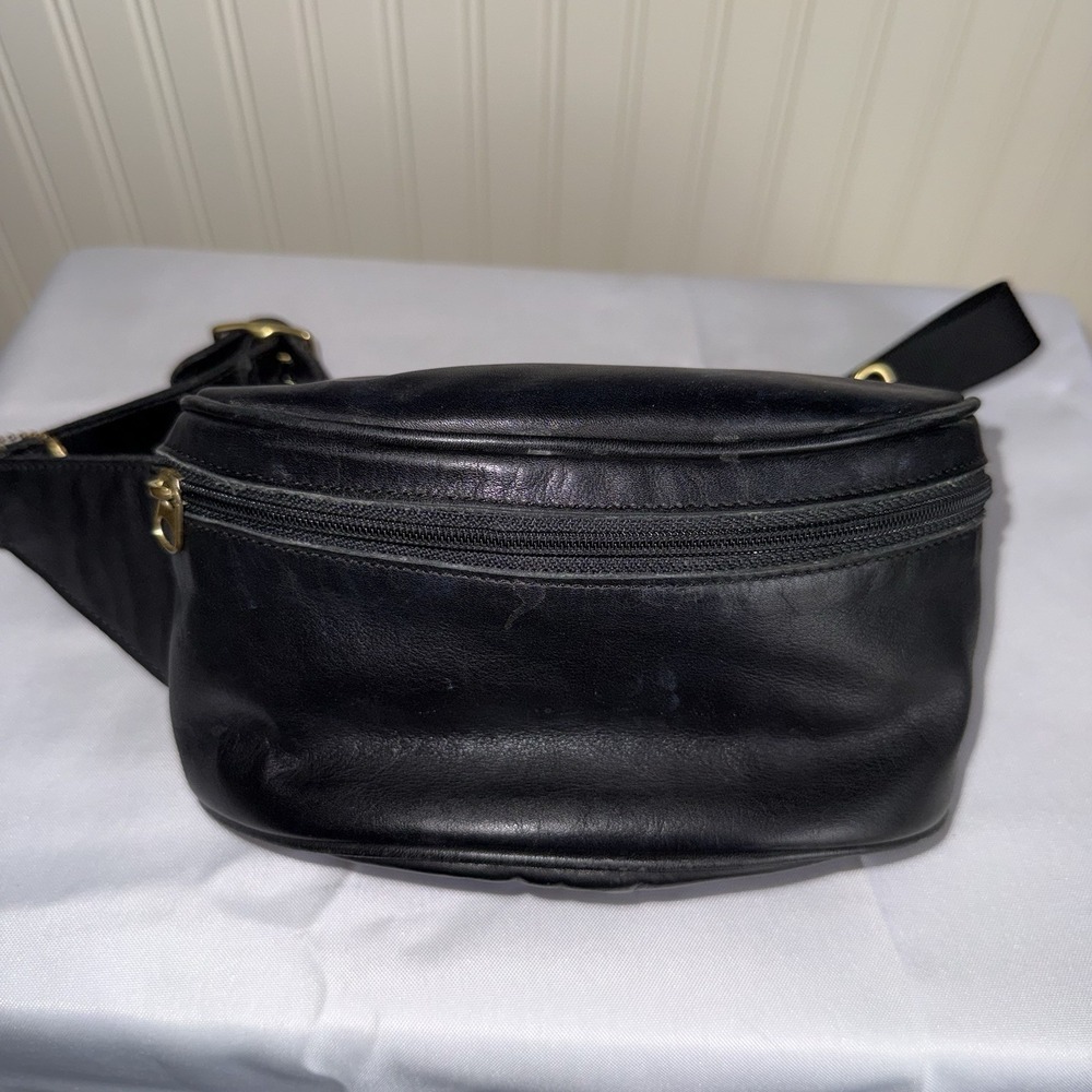 Vintage Coach Canteen Waist Fanny Pack Sling Black Leather Bag Purse 1997